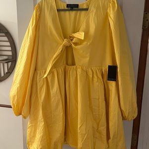 ELOQUII bubble hem puff sleeve dress